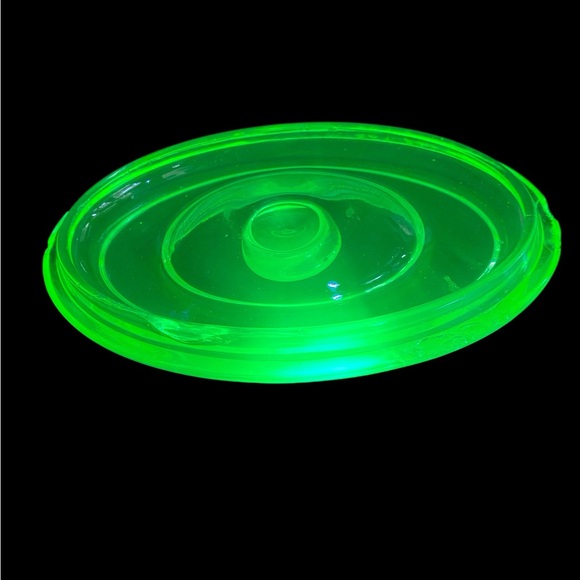 Vintage 1930s Anchor Hocking Oval Uranium Green Ribbed Depression Glass - Picture 8 of 10